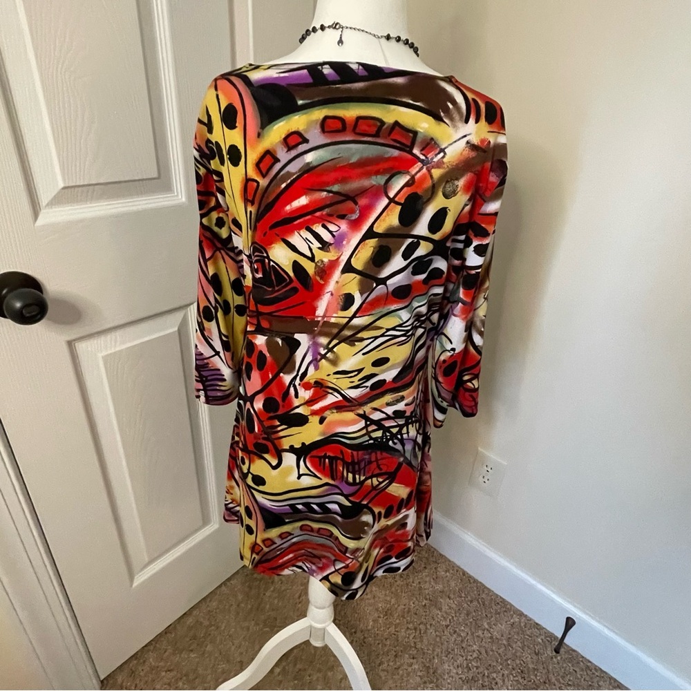 Multiples Gorgeous Multicolored Stretch Tunic w/ A Little Bling Women’s Size S - Picture 3 of 6